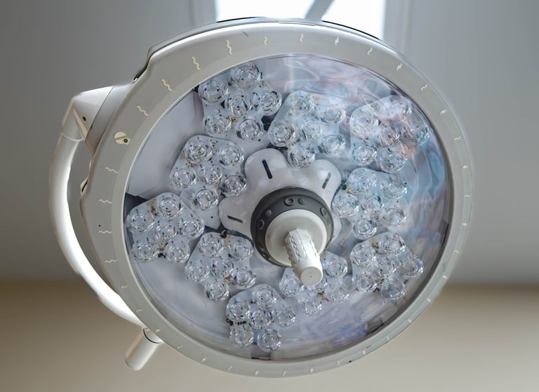 Close-up of a surgical examination lamp - Vista técnica