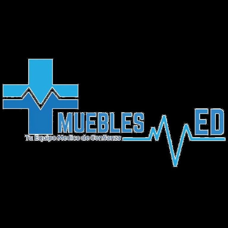 Muebles ED logo featuring a medical cross with heartbeat line, representing furniture and healthcare services